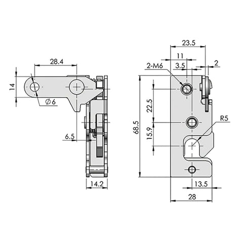 Get A Durable Mechanical Rotary Door Draw Press With Concealed Single Point Vertical Catch Lock For Clean Professional Looks And Reliable Heavy Duty Performance Diagram with dimensions for rotary draw press.