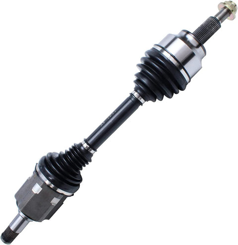AWD Front CV Axles and Wheel Bearing Hubs Kit For Jeep Grand Cherokee 2011-2021 And Dodge Durango 2011-2022 With 2 Speed Transfer Case Includes 2 CV Axle Shafts Replacement Direct Fit Ready To Roll, showing a single CV axle shaft with metal and rubber components.