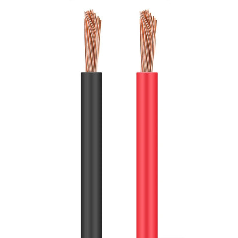 Red and black copper electrical wires for Beefy 24V Linear Actuator with 750N push pull and 300mm stroke.