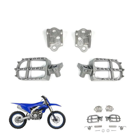 Stainless Steel Motorcycle Footpegs And Foot Rest Bracket Set With Spring Pin Durable Pedal Rest Kit For Off Road And Street Bikes Compatible With Yamaha YZF 250 450 Models, silver set