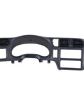 Front view of PIT66 dash bezel, dark gray plastic, single-DIN radio compatible, with left and right HVAC vents.