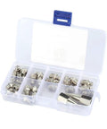 Brass Zerk Grease Nipple Fittings Kit, 32 Piece Assortment in open plastic case with compartments for mechanical lubrication