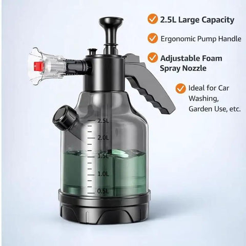 Badass Foam Cannon Pressure Sprayer With Ergonomic Car Wash Soap Dispenser, 2.5L tank and spray nozzle for effective cleaning.