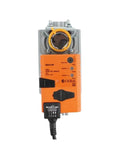 Heavy Duty Communicative Damper Actuator Nm24aMp showing front view with durable orange casing for HVAC climate management.