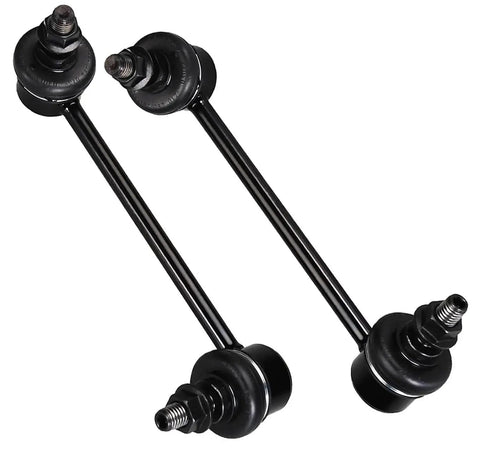 Rear Sway Bar Links Kit 2Pc For Honda Pilot 2009 2015 Acura MDX ZDX Fitment Heavy Duty Stabilizer Links Easy Install Durable OEM Replacement Beefed Up Build For Long Lasting Performance And Smooth Steering. Two black rear sway bar links with threaded ends on white background.