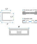 Dimensions of Hella Sturdy Under Desk Laptop Mount With Heavy Duty Metal Frame, fitting devices up to 1.2 inches thick.