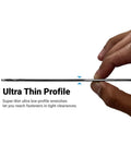 Side view of ultra thin 10 mm x 11 mm open end wrench with 15 degree angled head Capri Tools premium forged steel 2.6 mm profile