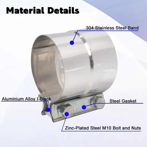 2 Inch Exhaust Clamp Lap Joint Band Clamp Stainless Steel For Clamping 2 Inch OD To 2 Inch ID Pipes 2 Pack T304 Material Details.