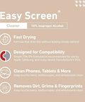 All Purpose Screen Cleaning Wipes For Laptops Monitors Phones Tablets And TVs Fast Dry No Residue Anti Fog Anti Streak Seventy Percent IPA Formula Seventy Wipes Per Canister Large Nine By Six Inch Wipes Made In The United States product features