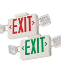 2 In 1 LED Exit Sign And Emergency Light Combo For Busy Biz Spaces Switchable Red And Green Signage With 2 Square Head LED Lamps