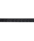 Rear view of Isobar Rackmount Surge Protector Power Strip with 8 of the 12 outlets visible, 1U rack mount design.