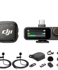 Mic 3 Wireless Microphone System With 2 Transmitters And 1 Receiver, Charging Case, Pro Grade Clip On Lavalier Mics Bundle displayed