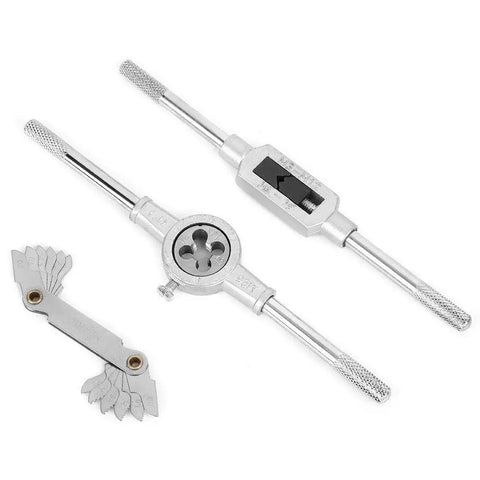 Super Durable 40 Piece Alloy Steel Tap And Die Set For Garage Repair With Metric NPT Taps Dies Wrenches Gauge Hand Threading Kit M3 To Max Size, tap wrenches and thread gauge