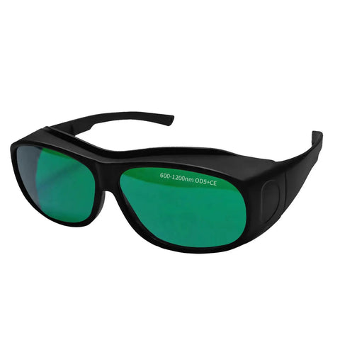 Professional IPL Laser Safety Glasses Serving Up Battle Ready Eye Coverage For Hair Removal And Cosmetology Sessions Built Different With Shatterproof Polycarbonate Optics And Full Spectrum Light Shields, featuring green lenses and black frame.