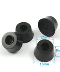 Top Shelf Rubber Furniture Leg Pads 100 Pack Self Adhesive Chair Glide Protectors, 15mm round black rubber caps.