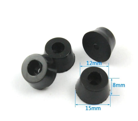 Top Shelf Rubber Furniture Leg Pads 100 Pack Self Adhesive Chair Glide Protectors, 15mm round black rubber caps.