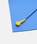Yellow grounding cord on blue 16x24 inch high temperature ESD mat kit for electronics