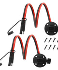SAE Power Socket Sidewall Port Kit With Cap Easy Install 10AWG 23.62 Inch Quick Disconnect Panel Mount Power Cable with screws