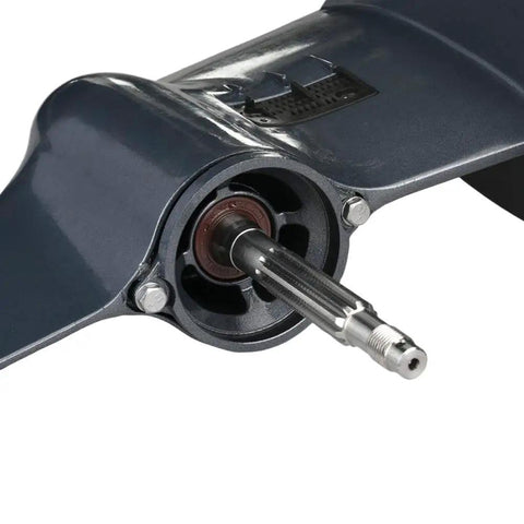 Close-up of Dead Reliable Long Shaft Lower Unit Assembly for 25 and 30 Horsepower Two Stroke Outboards, showing gear housing.