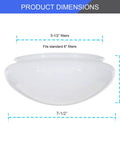 6 Inch White Classic Globe Dome Glass Shade Fits 5-1/2 Inch Fitter Replacement Mushroom Shade dimensions shown