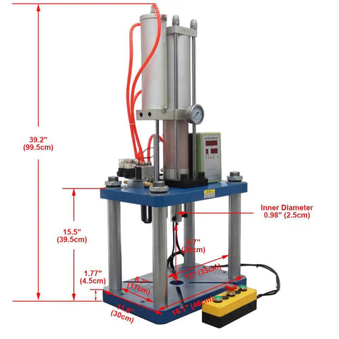 Tough As Nails Pneumatic Punch Press Machine With Crisp Digital Display Controller, measures 39.2 in tall, ideal for sheet metal punching.