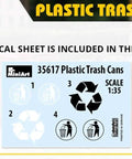1 35-Scale Plastic Trash Cans Kit - Unpainted, Ready-To-Assemble Set Of 4 With Decals sheet for scale models.