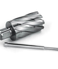Oscarbide annular cutter and pilot pin with 3/4 in Weldon shank, 1-1/2 in dia, 2 in depth for magnetic drill