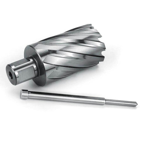 Oscarbide annular cutter and pilot pin with 3/4 in Weldon shank, 1-1/2 in dia, 2 in depth for magnetic drill