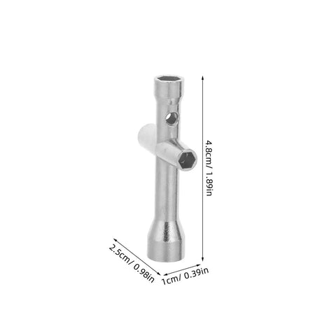Top Tier Mini RC Wrench Equipped With M2 M2.5 M3 Cross Socket Configurations For Quick Fixes And Absolute No Sweat Scale Model Assembly That Really Hits Different, compact silver tool, 4.8cm height.
