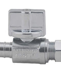 Twenty Pack 1/4 Turn Straight Shut Off Valve 3/8 Inch Compression X 1/2 Inch PEX Chrome Plated Lead Free Brass For Faucet Or Toilet Install No Soldering Needed Crimp Or Slip Seal