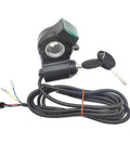 12V To 99V Electric Scooter Thumb Throttle Accelerator With LCD Display And Voltage Key Lock, cable and keys shown