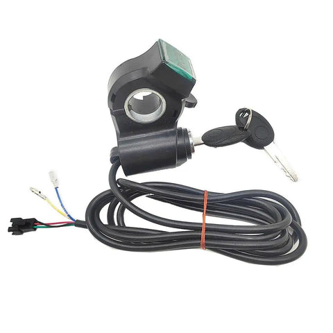 12V To 99V Electric Scooter Thumb Throttle Accelerator With LCD Display And Voltage Key Lock, cable and keys shown