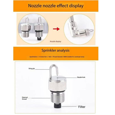 Front view of chrome cleaning nozzle with external thread and filter; two nozzles shown for high-pressure spraying