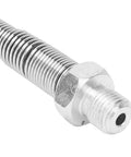 Close-up of 50 Cm Aramid Wire and Stainless Steel Spring Dive Oxygen Tank Pump Extension Hose connector for high pressure use.