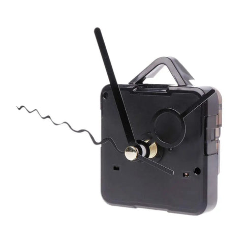 Quartz Clock Movement Kit With Hands For DIY Wall Clock Repair showing black plastic and aluminum construction