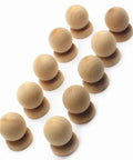 10 Pack Unfinished Wood Ball Knobs With Base For Drawers And Cabinets, DIY Ready To Stain Or Paint on white background