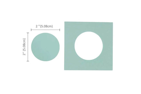 2-Inch Circle Magnetic Punch for Paper Crafting and Scrapbooking shown with 2-inch circle cutout and precise window cut example.
