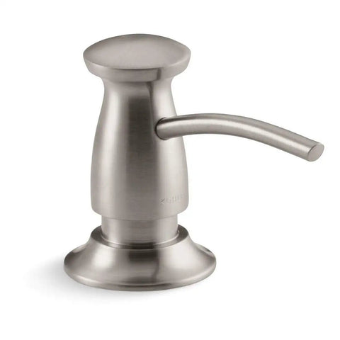16 Ounce Kitchen Sink Soap Dispenser In Durable Solid Brass With Vibrant Stainless Finish, Transitional Style, Above Counter Refill