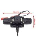 Heavy Duty Electric Rc Winch For 1/10 Scale Crawler Cars With Dual Control And Sturdy Metal Build top view showing dimensions and connector.