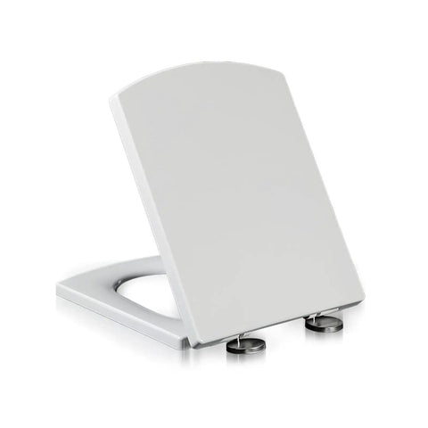 Freakin Smooth Soft Close Square Toilet Seat With Instant Quick Release Toss Design Thickened Polymer Build shown at an angle.