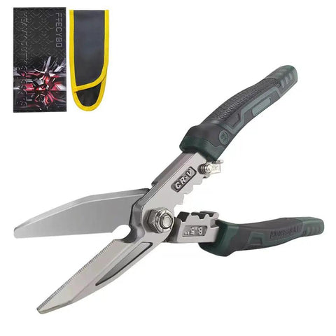 Heavy Duty 8.5 Inch Industrial Scissors With Serrated CRV Blades Aviation Tin Snips Featuring Built In Hex Wrench And Safety Lock
