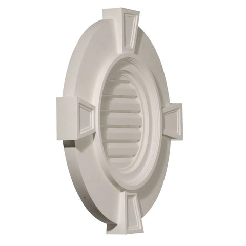 Round Gable Vent With Keystones 24 Inch by 24 Inch Urethane Decorative Exterior Vent Primed and Ready to Paint