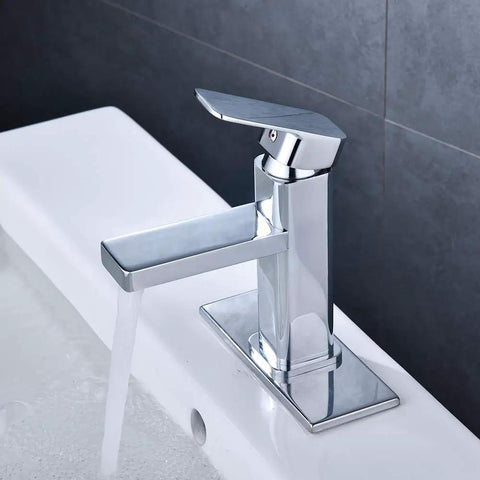 Single Handle Chrome Bathroom Faucet For One Hole Washbasin Deck Mount No Fuss Install With Ceramic Cartridge Leak Proof Design