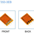 Two Pack 350 Ohm Full Bridge Strain Gauges BF350 3EB, front and back views of 9.6x7.8mm constantan foil sensor