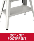 16 Inch Drum Sander With Open Stand For Heavy Duty Woodworking, 1-1/2 HP, 115V Single Phase, showing base footprint at 20 x 37 inches