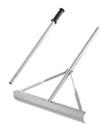 Heavy Duty Aluminum Landscape Rake With 60 Inch Handle And 20 Inch Wide Head for Asphalt Edges assembly view