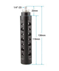 Aluminum Camera Handle Grip For Small Cameras Camcorders And DSLRs With CNC Machined Aluminum Construction Anodized Black Finish with dimensions