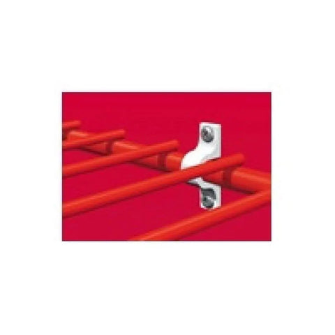 Metal Shelf Clips For Wire Shelving 48 Pack Rock Solid Heavy Duty Easy Install White Finish holding red wires securely