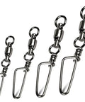 Beefy Snap Swivels With Ball Bearing Free Rotation Black Nickel Barrel Swivels For Saltwater And Freshwater Fishing Copper Body Stainless Steel Safety Snap Size Five 20 Pcs, size 5 snap swivels