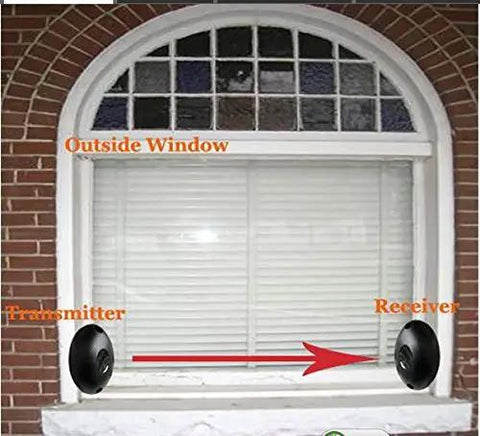 Waterproof Single Infrared Beam Sensor Photoelectric Barrier Detector installed on window sill, showing transmitter and receiver.